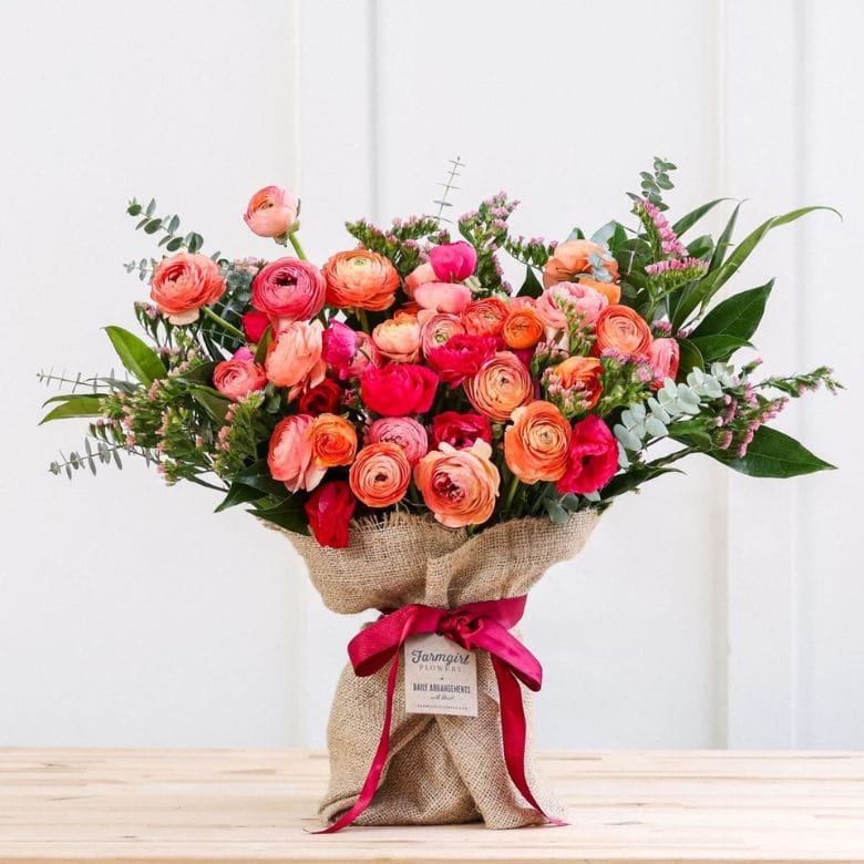 bouquet of Golden State-grown ranunculus