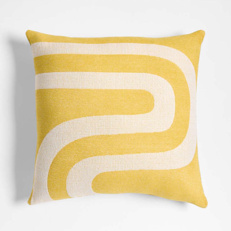 sunbrella yellow retro pillow