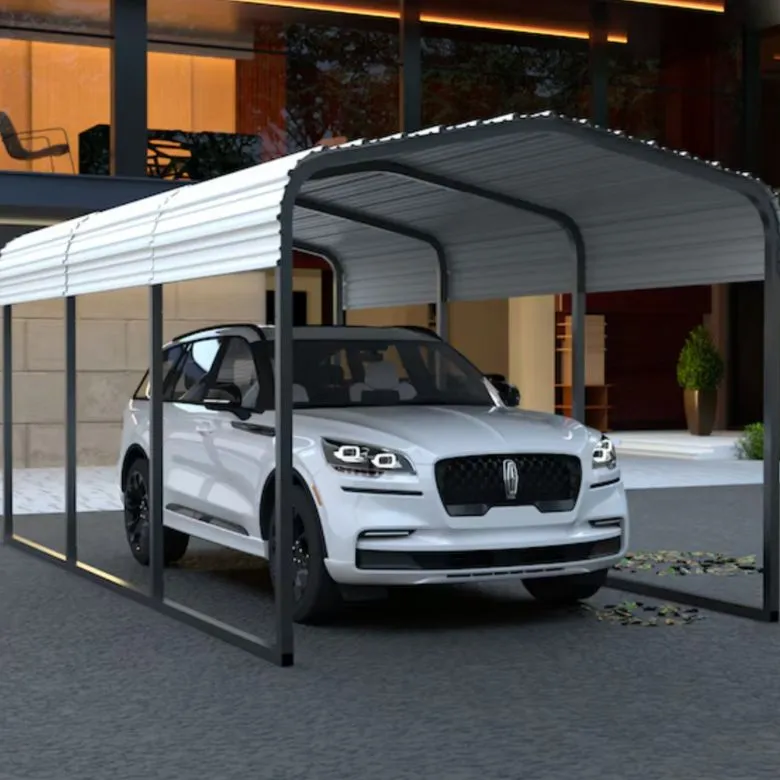 White Metal Carport with Metal Roof