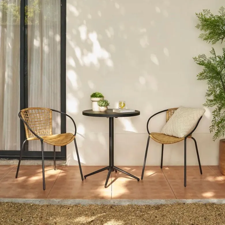 Bistro Round Foldable Table with 2 Como Chairs Set