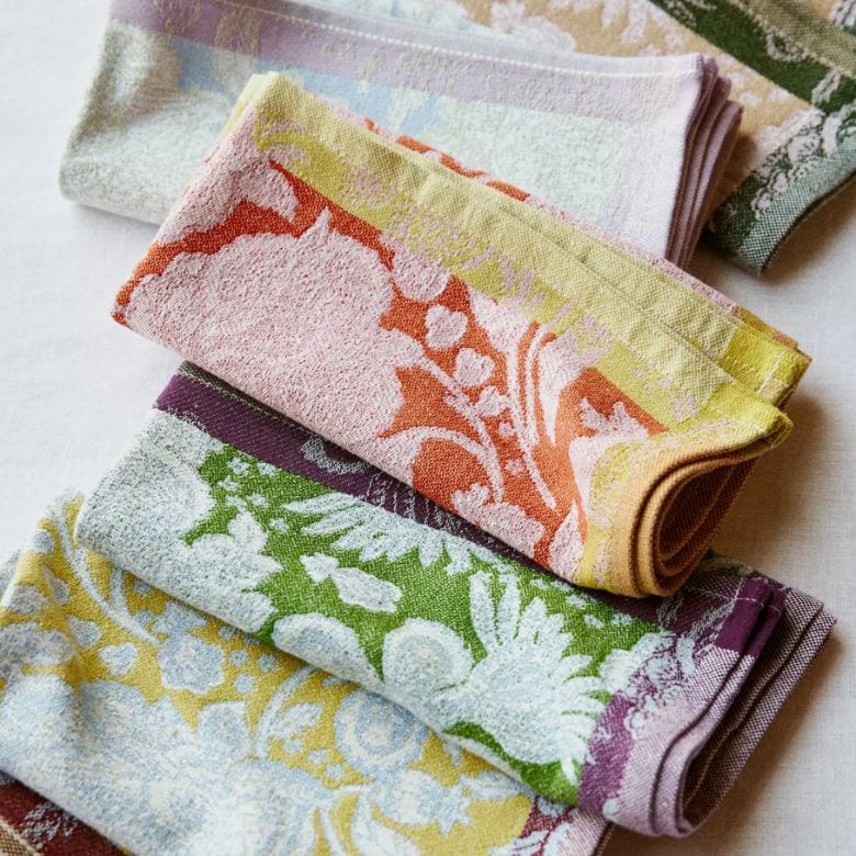multi-colored jacquard patterned napkins