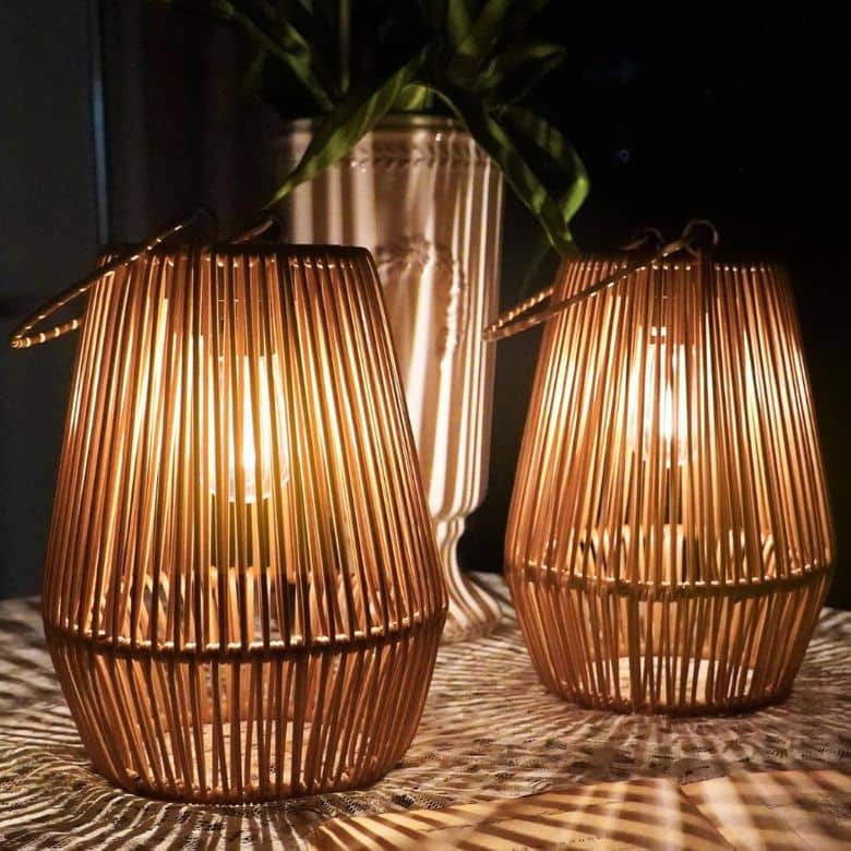 outdoor solar powered rattan lanterns