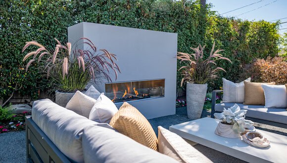 Outdoor fireplace area