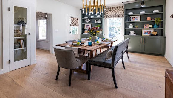 Dining room with table and light fixture