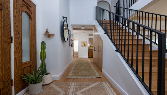 Entryway with area rugs and cactus