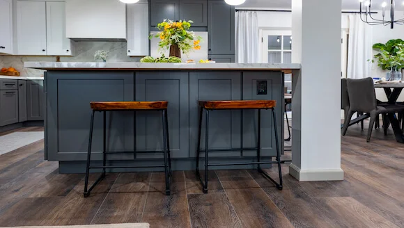 Stools at kitchen island